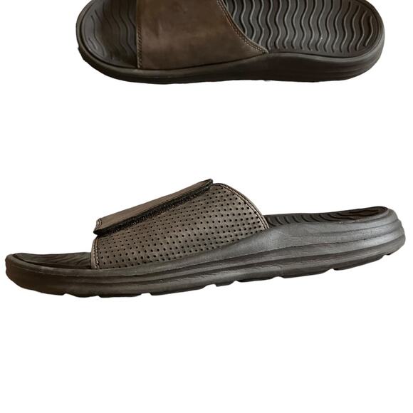 Men’s Brown Slide Sandals Size 12 Adjustable Comfort Slip-On Casual Summer Shoes - Picture 3 of 4